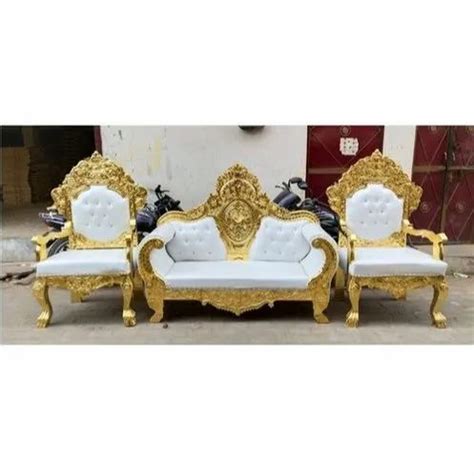 White Rexine Wooden Designer Heavy Carved Full Sofa Set At Rs 32000set