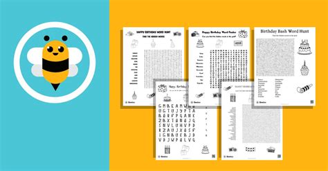 Birthday Themed Word Searches Beeloo Printables