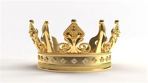 Golden Crown In 3d Rendering Against A White Background Crown 3d