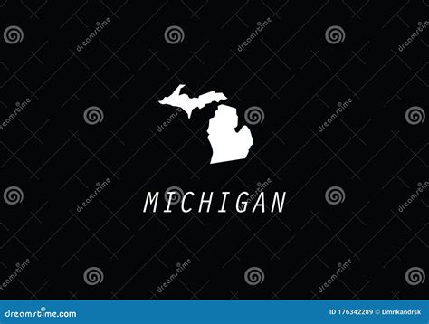 Michigan Outline Map State Shape Usa America Borders Cartoon Vector