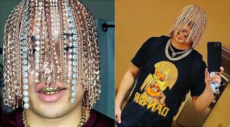 ‘gold hair mexican rapper goes viral after getting gold chain hooks implanted into scalp