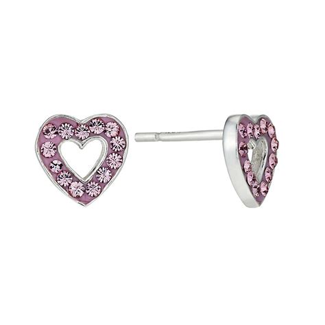 Set in.925 sterling silver, these are safe for sensitive ears. Sterling Silver Children's Pink Crystal Heart Stud ...