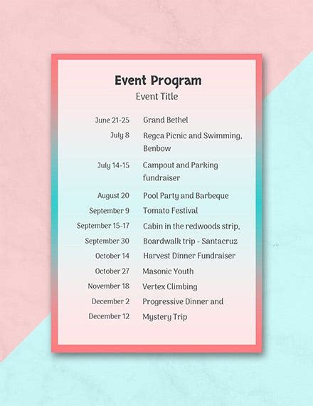 A ceremony program that includes fun illustrations and a brief. 39+ Sample Event Program Templates - PSD, AI | Free & Premium Templates