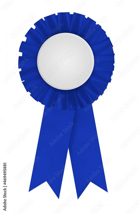 Circular Pleated Blue Ribbon Winners Rosette With Blank White Center