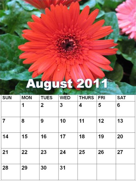 The Beauty Of Life August Calendars 2011