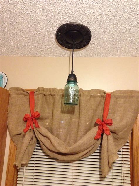 At fabricgateway.com find thousands of fabric categorized into thousands of categories. Hanging Masson jar light and burlap curtains (With images ...