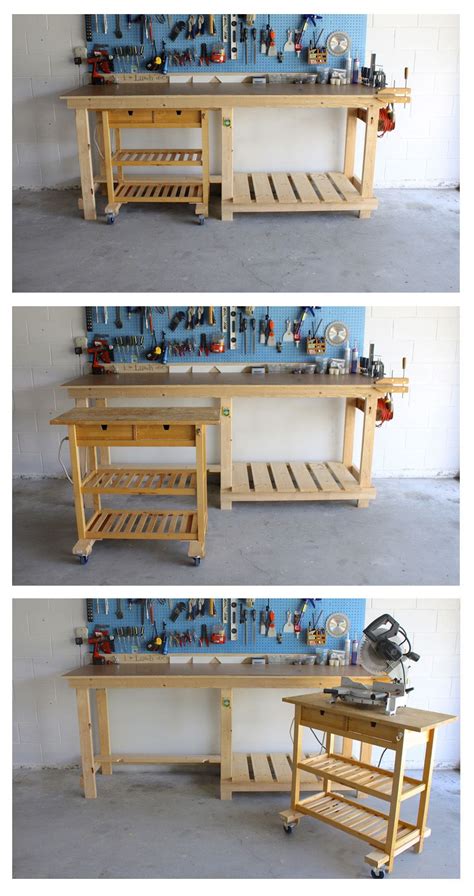 Diy Workbench And Ikea Hack Ikea Kitchen Island Garage Work Bench