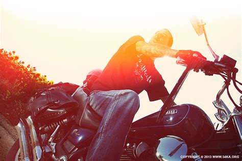 Tattooed Biker Man Sunset Rider Motorcycle 54ka Photo Blog