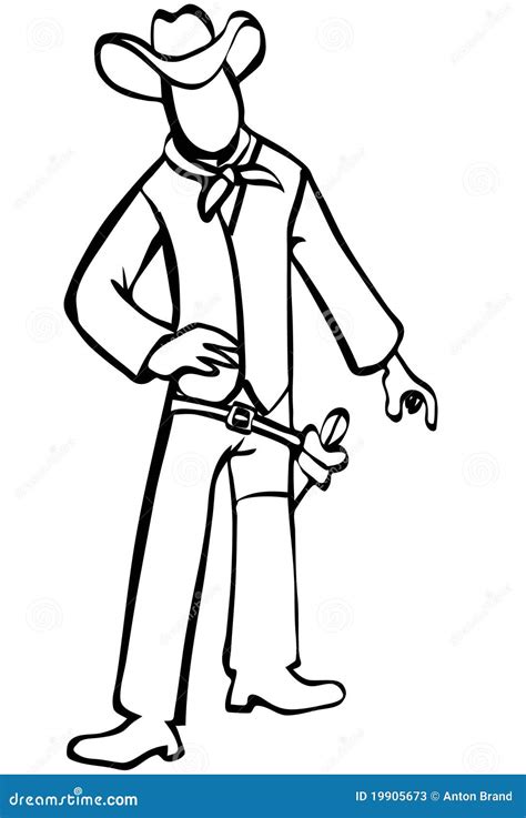 Simplified Cowboy Illustration In Black And White Stock Photos Image