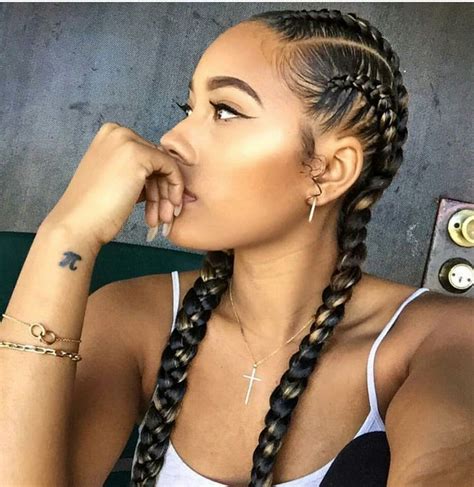 Cornrows are tight, 3 strand braids that are braided close to the scalp. Straight back big cornrows | Hair styles, Goddess braids ...