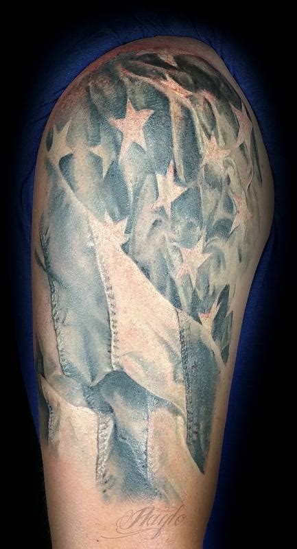 American Flag Black And Gray Half Sleeve Tattoo By Haylo By Haylo