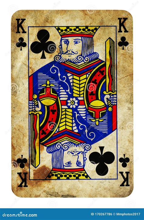 King Of Clubs Vintage Playing Card Isolated On White Stock Photo
