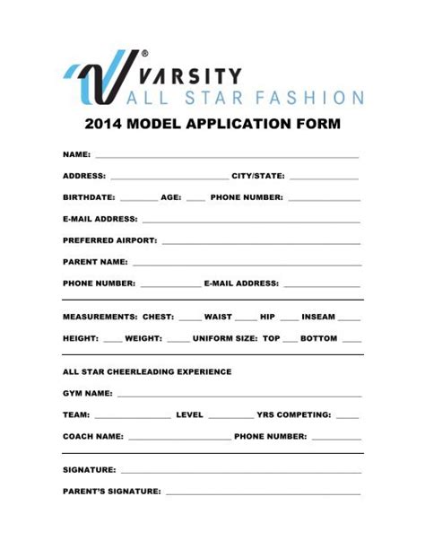 2014 Vasf Model Application Form