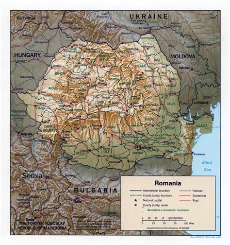 Large Detailed Political And Administrative Map Of Romania With Relief Roads Railroads And