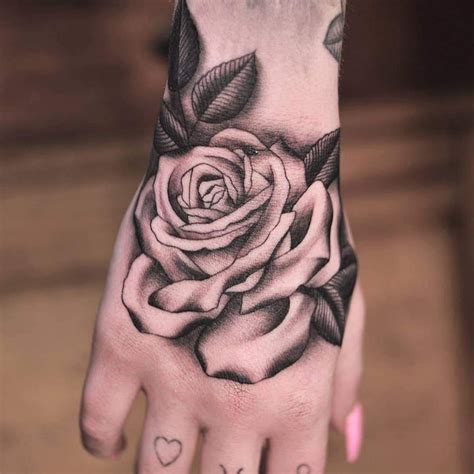 Classically Placed Rose Hand Tattoo By Lachie Grenfell Side Hand