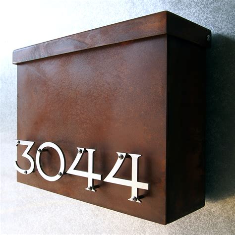 High visibility reflective options are available. Custom Victorian Floating House Number Mailbox No. 1310 in Rusted Steel