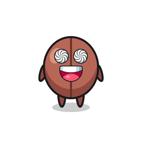 Premium Vector Cute Coffee Bean Character With Hypnotized Eyes