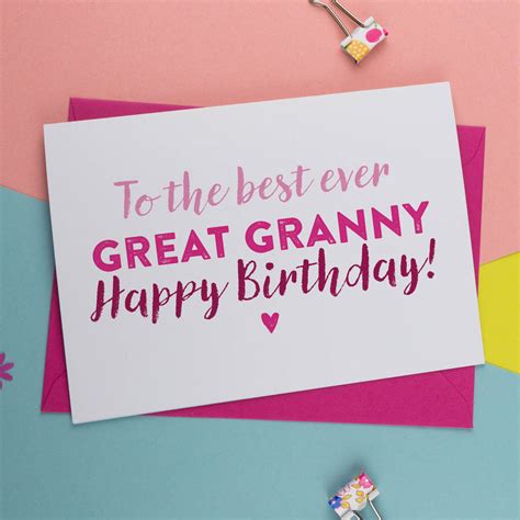 Great Gran Great Granny Birthday Card By A Is For Alphabet