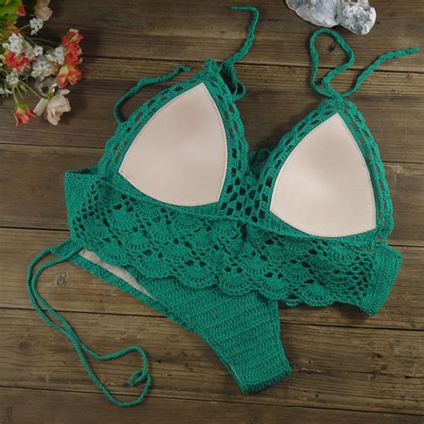 2019 women sexy crochet by hand swimsuit crochet bikini hollow crochet swimwear custom colors