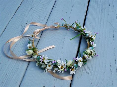 Hippie Flower Crown Daisies Festival Hair Wreath Lavender
