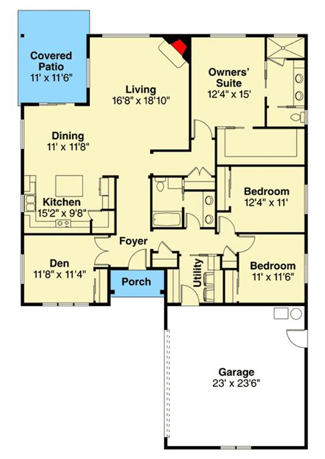 House floor plans 1 story. One-Story House Plan With Courtyard-Entry Garage - 72905DA ...