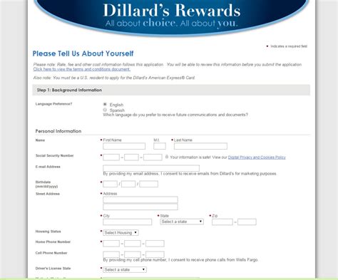 Your actual rate depends upon credit score, loan amount, loan term, and credit usage and history, and will be agreed upon between you and the lender. How to Apply for a Dillard's Credit Card