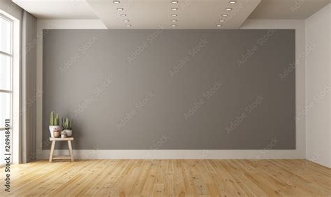 Empty Minimalist Room With Gray Wall On Background Ilustração Do Stock