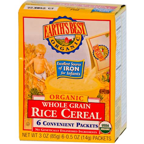 Earths Best Whole Grain Rice Cereal 6 Packets 05 Oz 14 G Each