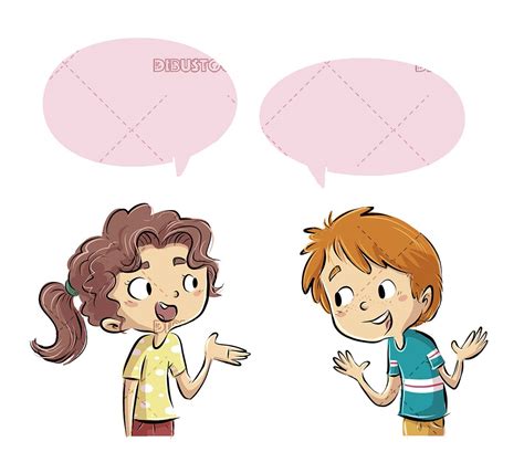 Niño Y Niña Hablando Entre Ellos Dibustock Dibujos E Ilustraciones