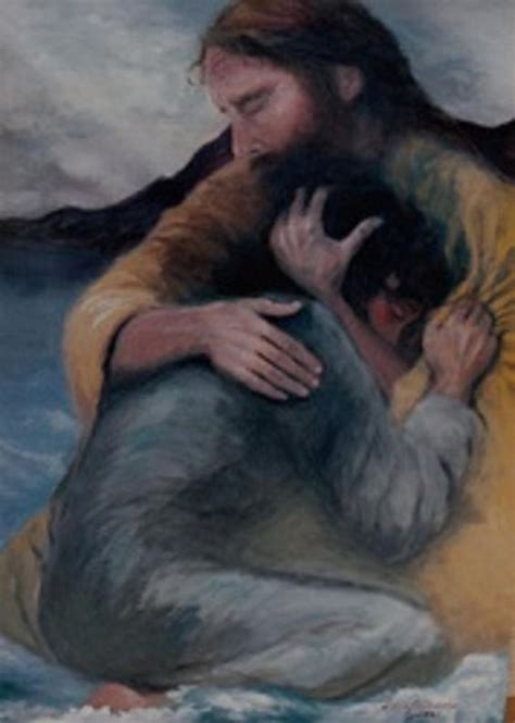 Jesus Christ Comforting A Girl In A Loving Embrace Prophetic Art