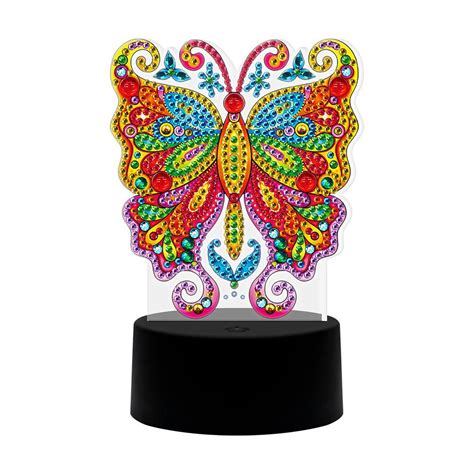 Butterfly Diy Diamond Painting Led Light Embroidery Night Lamp Home Decor