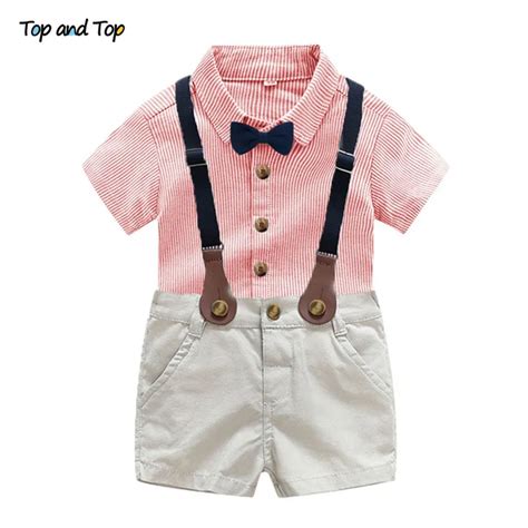 Baby Boy Gentleman Clothes Set Toddler Wedding Party Summer Suit Bow