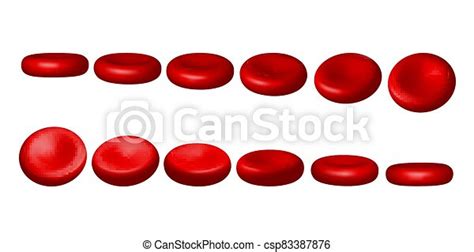 Red Blood Cells Set Of Erythrocytes In Various Positions Isolated On A