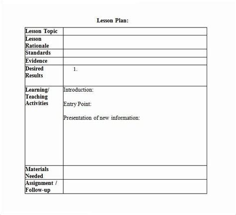 20 Single Subject Lesson Plan Template