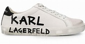 Karl Lagerfeld Leather Logo Print Sneakers in White - Lyst