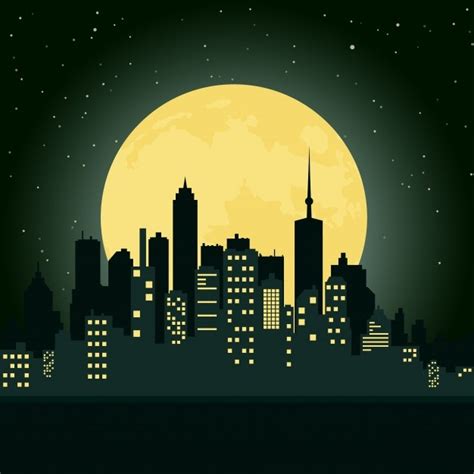 City At Night Vector Free Download