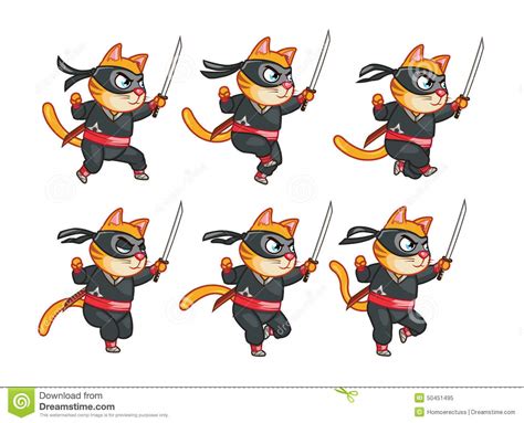 Running Ninja Cat Animation Sprite Stock Illustration Illustration Of
