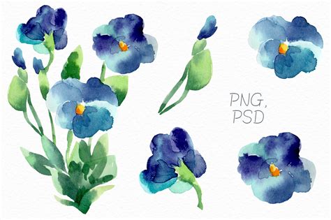 Watercolor Violets 28372 Illustrations Design Bundles