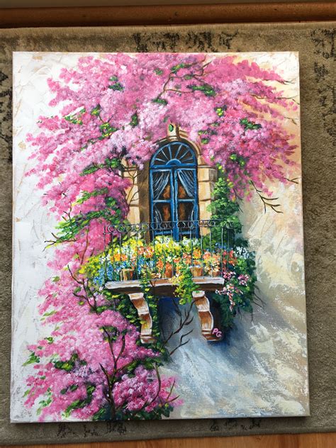 So even if you have no painting experience at all, don't worry. Balcony with Bougainvilleas from YouTube video by Acrylic ...