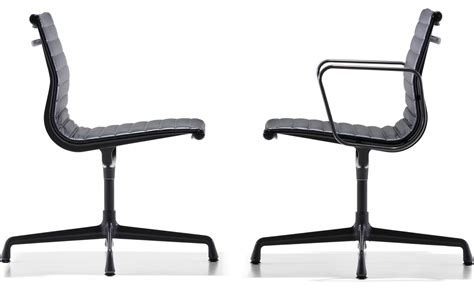 While seated, lift lever up. Eames® Aluminum Group Side Chair - hivemodern.com