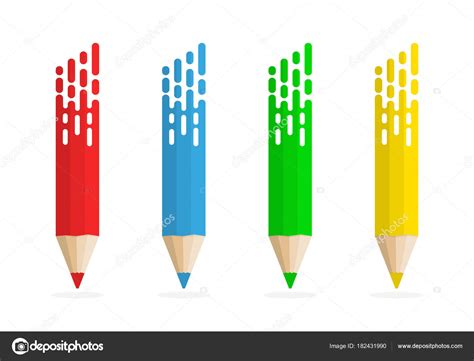 Set Of Colored Pencils Vector Illustration Stock Vector Image By
