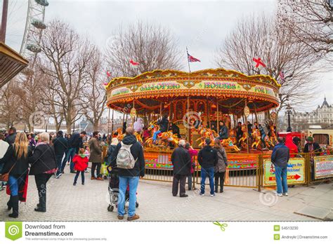 Carousel At The Thames Riverbank In London Editorial Image Image Of