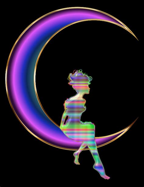 Chromatic Fairy Sitting On Crescent Moon Enhanced Openclipart