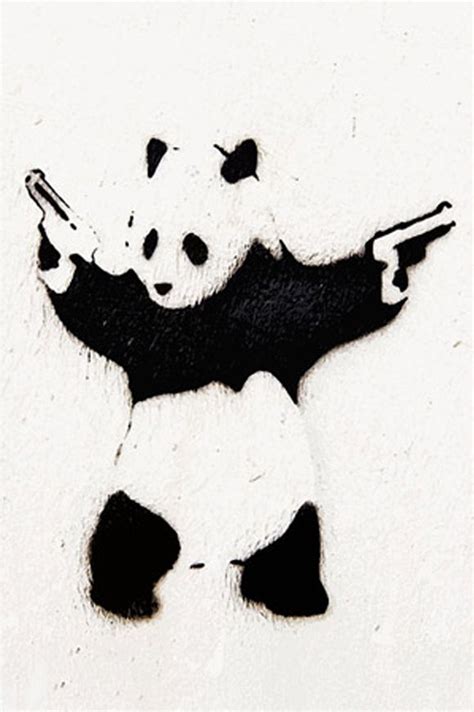 Panda With Guns Banksy Stencil Street Art Street Art Graffiti