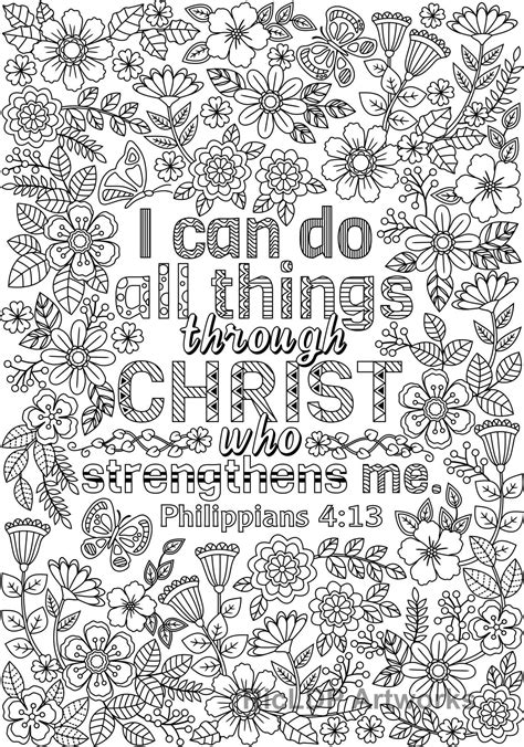 Two Inspirational Coloring Pages Philippians 4 13 I Can Do All Things