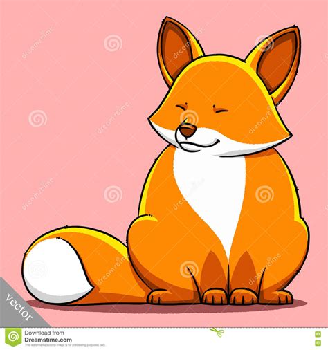 Funny Cartoon Cute Fat Fox Vector Illustration Stock