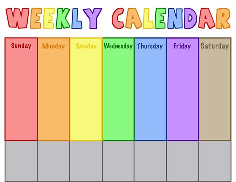 Weekly Calendar For Toddlers - calendar printable week