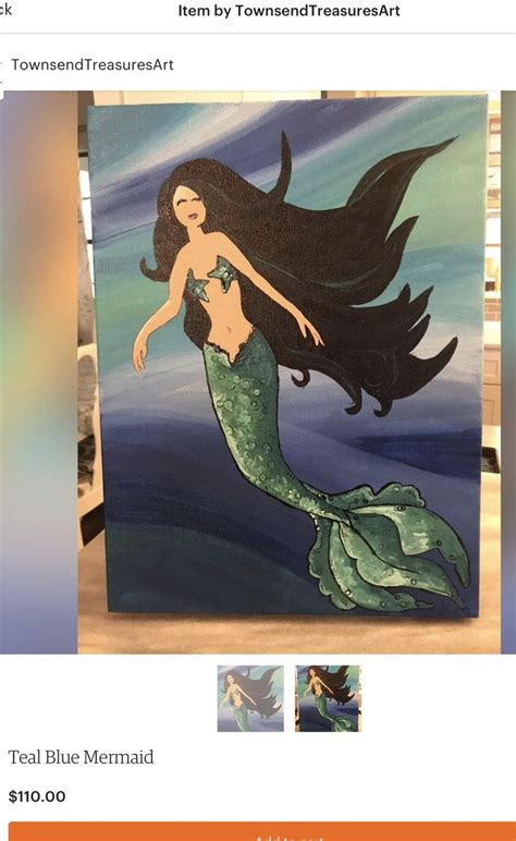 An Image Of A Mermaid Painted On Canvas