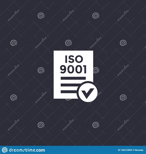 Iso 9001 Icon Standard Quality Symbol Button Isolated On White