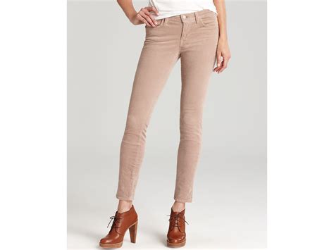 J Brand Pants Mid Rise Skinny Corduroy In Lioness In Natural Lyst